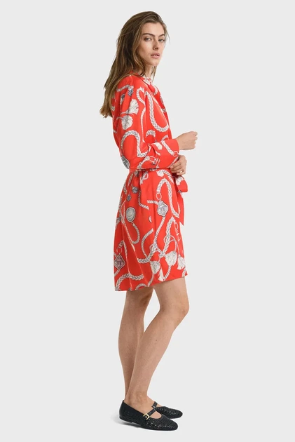 Жіноча коралова сукня з візерунком REL SAILING PRINT SHIRT DRESS Gant 36 4503388 - изображение 3