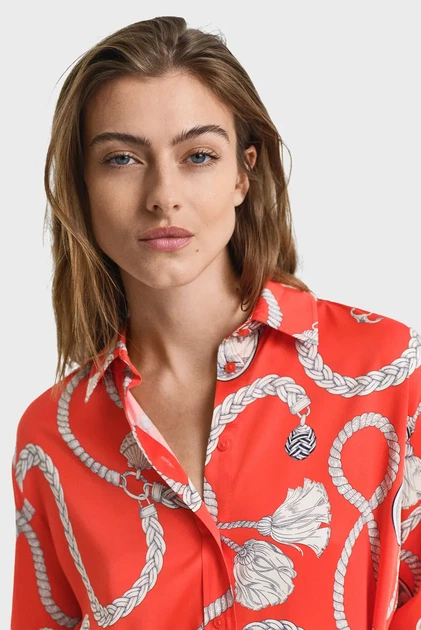 Жіноча коралова сукня з візерунком REL SAILING PRINT SHIRT DRESS Gant 36 4503388 - изображение 4