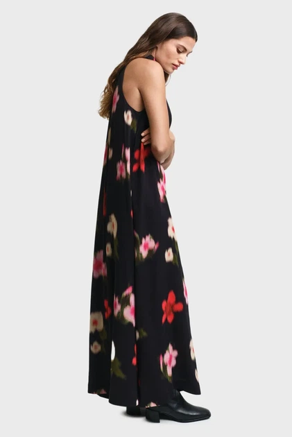 Жіноча чорна сукня з візерунком FLORAL PRINT HALTERNECK Gant 34 4503359 - изображение 3