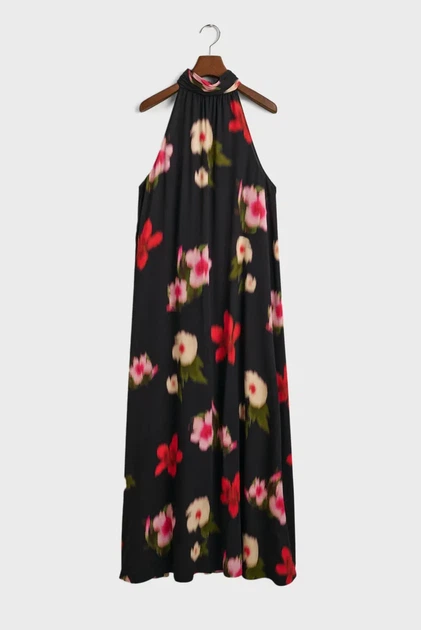 Жіноча чорна сукня з візерунком FLORAL PRINT HALTERNECK Gant 34 4503359 - изображение 5