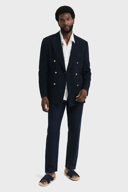 Чоловічі темно-сині лляні брюки RELAXED LINEN DS PANTS Gant M 1505272 - Фото 3 Чоловічі темно-сині лляні брюки RELAXED LINEN DS PANTS Gant M 1505272 - изображение 3