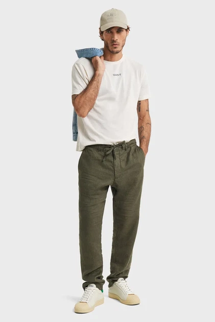Чоловічі зелені лляні брюки RELAXED LINEN DS PANTS Gant S 1505272 - зображення 3
