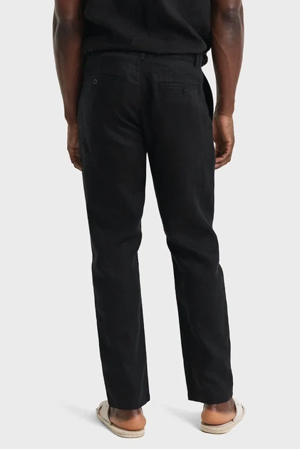 Чоловічі чорні лляні брюки RELAXED LINEN DS PANTS Gant S 1505272 - изображение 4