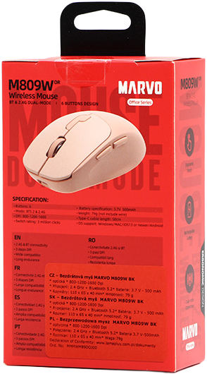 Миша Marvo M809W Wireless/Bluetooth Orange (6932391935569) - зображення 4