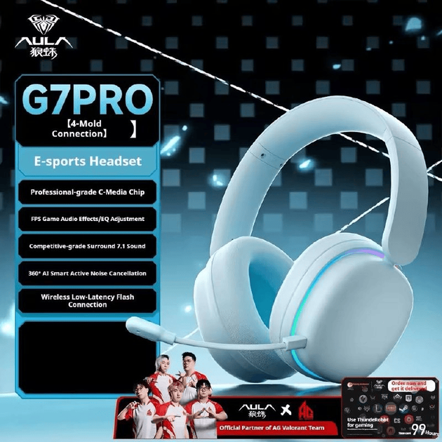 Геймерские наушники AULA G7 Pro Blue - Фото 2 Геймерские наушники AULA G7 Pro Blue - изображение 2