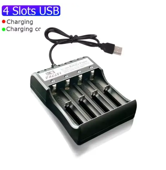 USB зарядное устройство для литиевых аккумуляторов 18650 4 слота с дисплеем — 3.7V, интеллектуальная зарядка - Фото 1 USB зарядное устройство для литиевых аккумуляторов 18650 4 слота с дисплеем — 3.7V, интеллектуальная зарядка - изображение 1