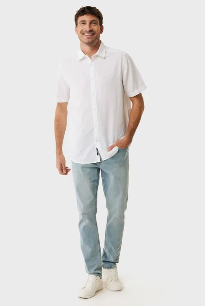Чоловіча біла лляна сорочка BRANDON Basic linen shirt short sleeve Mexx XL MF007200251M - изображение 2