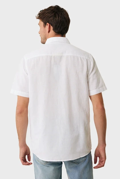 Чоловіча біла лляна сорочка BRANDON Basic linen shirt short sleeve Mexx XL MF007200251M - изображение 3