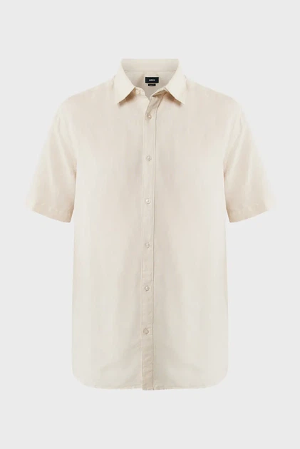Чоловіча бежева лляна сорочка BRANDON Basic linen shirt short sleeve Mexx XL MF007200251M - Фото 4 Чоловіча бежева лляна сорочка BRANDON Basic linen shirt short sleeve Mexx XL MF007200251M - зображення 4