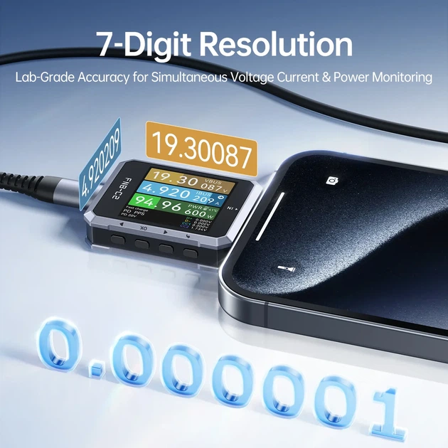 USB тестер Fnirsi FNB-C2, Type-C PD3.1, тестер кабелів E-marker чіп - зображення 4