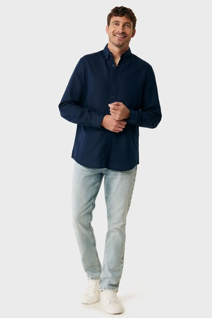 Чоловіча темно-синя лляна сорочка CALEB Basic linen shirt Mexx M MF007200151M - Фото 2 Чоловіча темно-синя лляна сорочка CALEB Basic linen shirt Mexx M MF007200151M - изображение 2