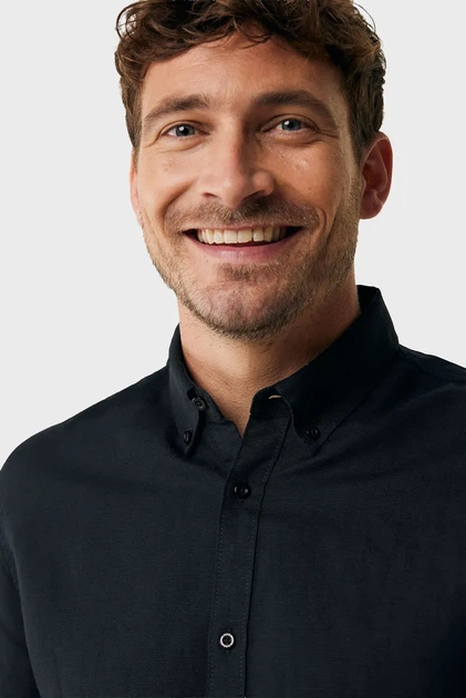 Чоловіча чорна лляна сорочка CALEB Basic linen shirt Mexx XXL MF007200151M - изображение 4