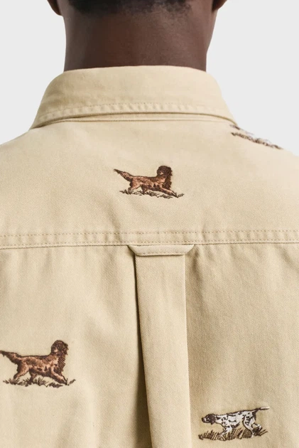 Чоловіча бежева сорочка з візерунком EMBROIDERED Gant XL 3250222 - изображение 3