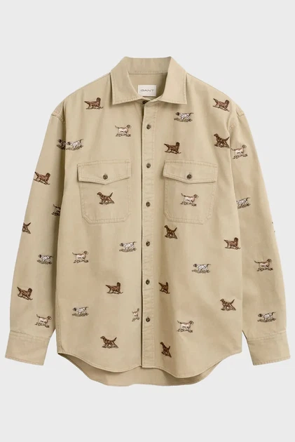 Чоловіча бежева сорочка з візерунком EMBROIDERED Gant XL 3250222 - изображение 5