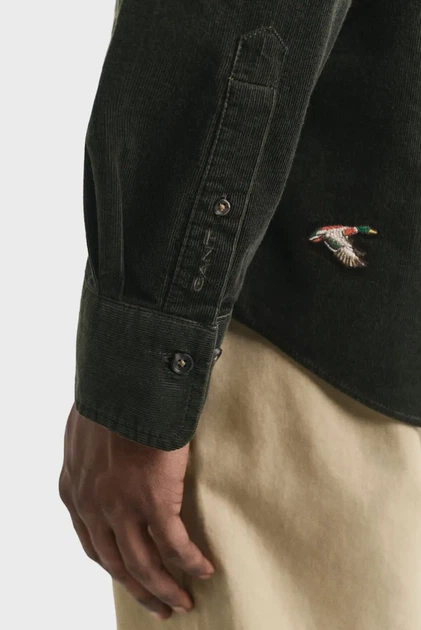 Чоловіча темно-зелена сорочка з візерунком EMBROIDERED Gant M 3250232 - Фото 7 Чоловіча темно-зелена сорочка з візерунком EMBROIDERED Gant M 3250232 - изображение 7