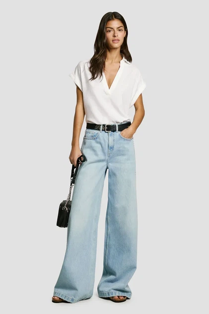 Жіночі блакитні джинси WIDE LEG JEANS MW STUD Pepe Jeans 26 PL2050112 - зображення 2
