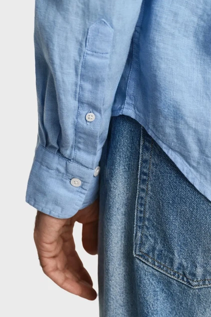 Чоловіча блакитна лляна сорочка REG GMNT DYED LINEN Gant XL 3240120 - изображение 2