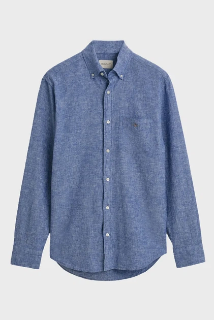 Чоловіча блакитна лляна сорочка REG COTTON LINEN SHIRT Gant S 3250082 - изображение 6