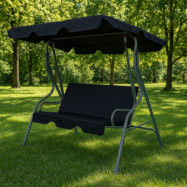 Садовые качели LEOBRO Relax Grey на 3 человека с подушками — металлические качели для сада, террасы и балкона LB-SW3-C1-BLK - Фото 3 Садовые качели LEOBRO Relax Grey на 3 человека с подушками — металлические качели для сада, террасы и балкона LB-SW3-C1-BLK - изображение 3