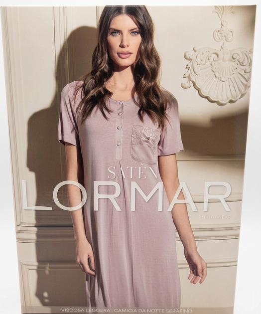 Нічна сорочка Lormar Saten Camicia Serafino пудрова 42 - Фото 1 Нічна сорочка Lormar Saten Camicia Serafino пудрова 42 - зображення 1