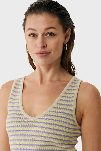 Жіноча майка з візерунком Stripe lurex knit top Mexx S MF006605651W - изображение 4