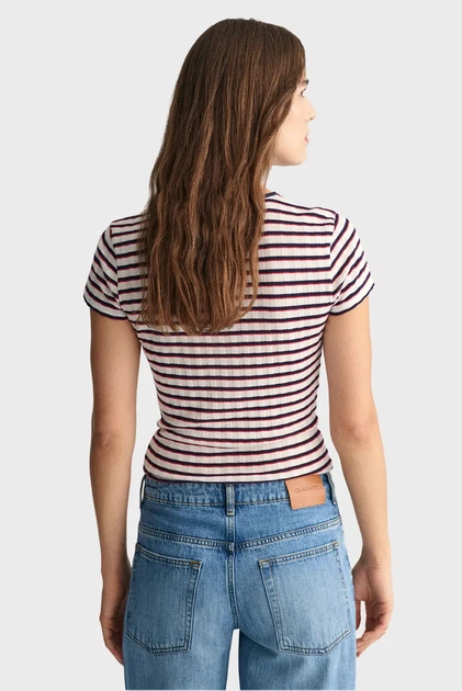 Жіноча футболка у смужку STRIPED RIBBED Gant XS 4200837 - изображение 2
