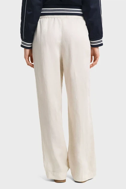 Жіночі білі лляні штани REL LINEN BLEND PULL ON PANTS Gant 34 4150348 - Фото 3 Жіночі білі лляні штани REL LINEN BLEND PULL ON PANTS Gant 34 4150348 - зображення 3
