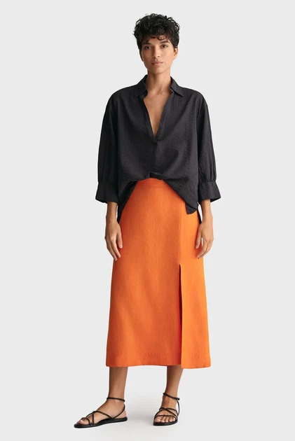 Жіноча помаранчева лляна спідниця REL MIDI LINEN BLEND Gant 34 4400123 - изображение 2