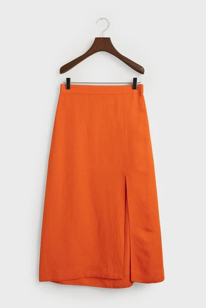 Жіноча помаранчева лляна спідниця REL MIDI LINEN BLEND Gant 34 4400123 - изображение 6
