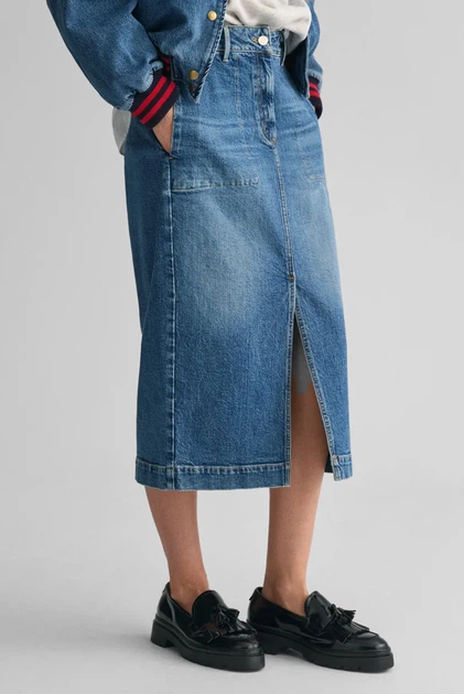 Жіноча синя джинсова спідниця DENIM SLIT Gant 36 4400133 - Фото 1 Жіноча синя джинсова спідниця DENIM SLIT Gant 36 4400133 - изображение 1