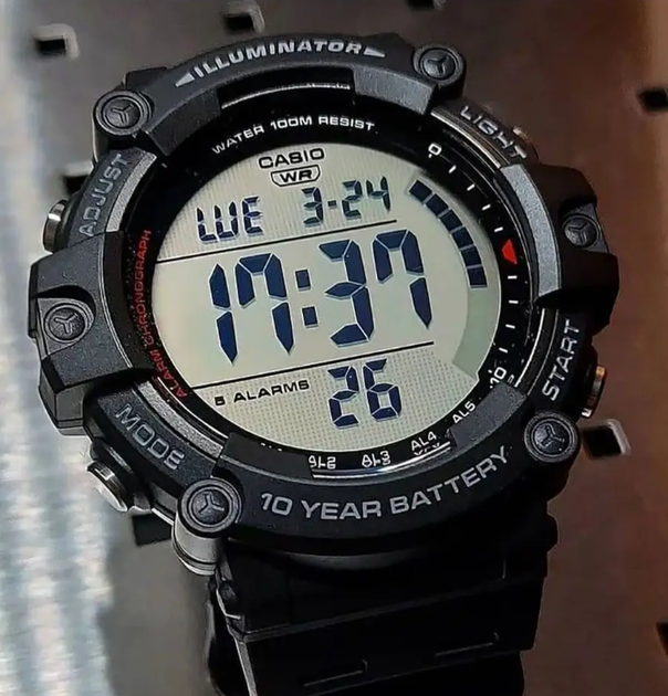 Тактичний чоловічий годинник Casio AE-1500WH-1AJF — Великий дисплей, 10 років батарея, 100м - зображення 5