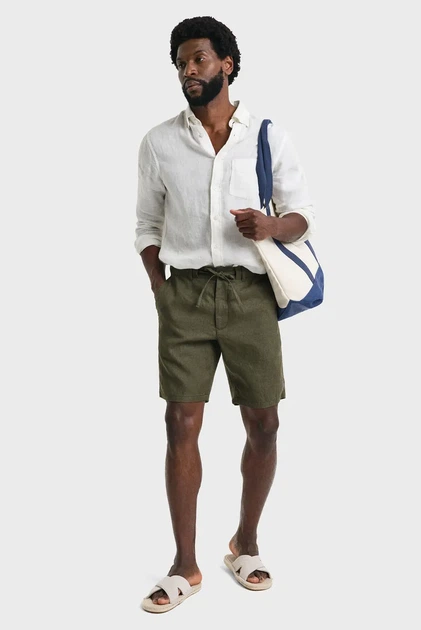 Чоловічі зелені лляні шорти RELAXED LINEN DS SHORTS Gant XL 205073 - изображение 3