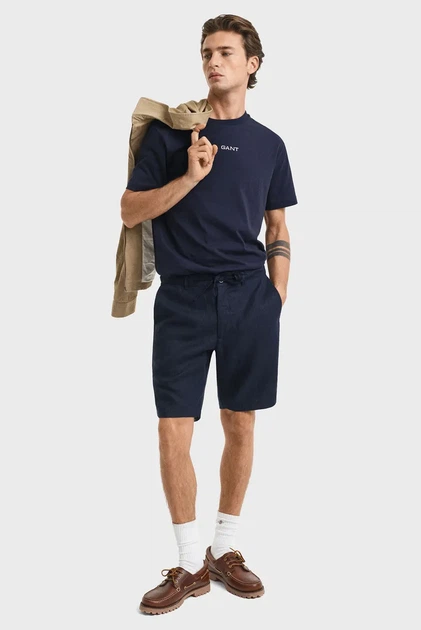 Чоловічі темно-сині лляні шорти RELAXED LINEN DS SHORTS Gant L 205073 - зображення 2