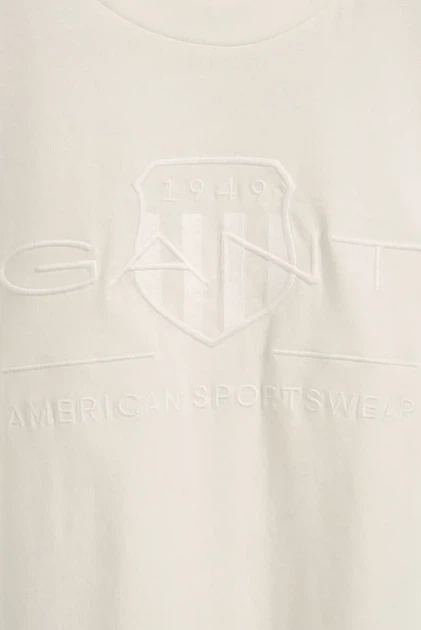 Чоловіча біла футболка REG TONAL SHIELD SS Gant S 2003140 - изображение 5