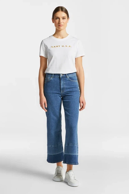 Жіночі сині джинси CROPPED WIDE Gant 27 4100183 - Фото 2 Жіночі сині джинси CROPPED WIDE Gant 27 4100183 - изображение 2