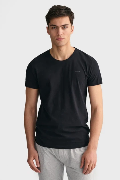 Чоловіча чорна футболка (2 шт) Gant M 900002008 - изображение 2