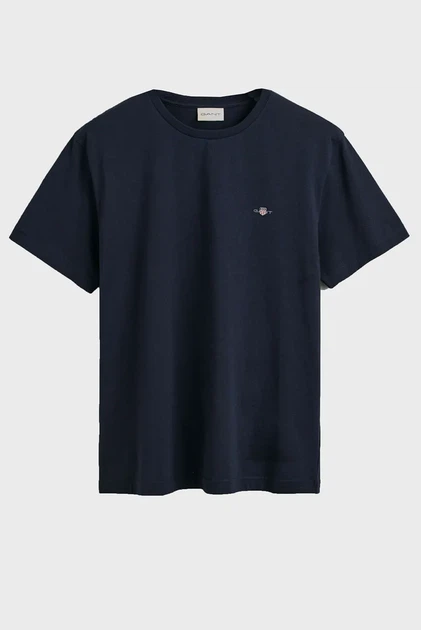 Чоловіча темно-синя футболка REG SHIELD SS T-SHIRT Gant L 2003184 - зображення 5