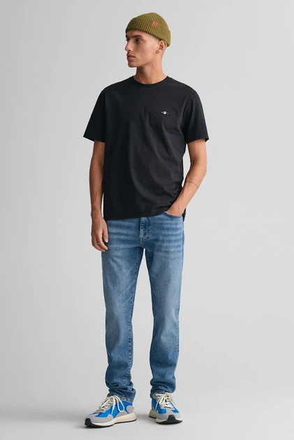 Чоловіча чорна футболка REG SHIELD SS T-SHIRT Gant L 2003184 - изображение 2
