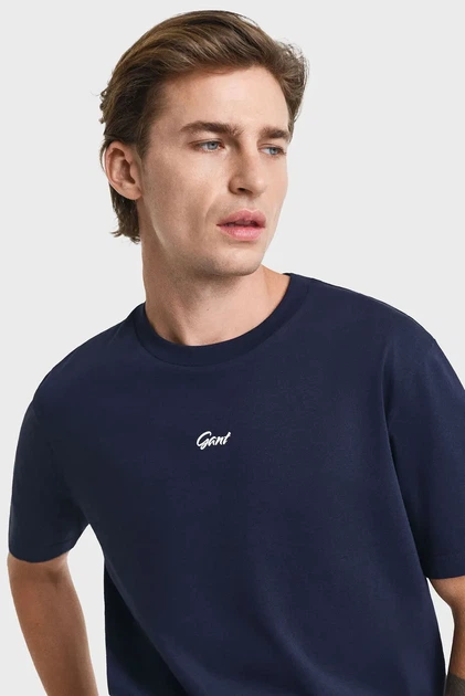 Чоловіча темно-синя футболка SMALL GRAPHIC Gant M 2003343 - изображение 4