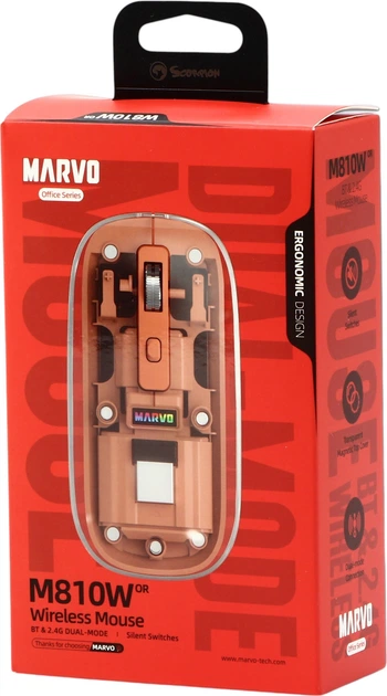 Mysz Marvo Prism B10 Wireless/Bluetooth Orange (M810W OR) - obraz 2
