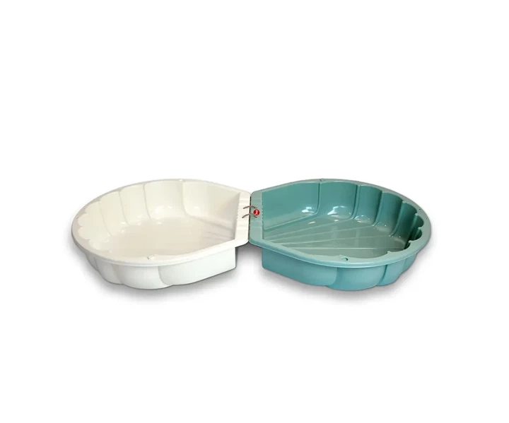 Детская песочница ракушка пластиковая 80 х 81 х 20 см DOLONI 01236/08 с крышкой белая бирюзовая - изображение 2