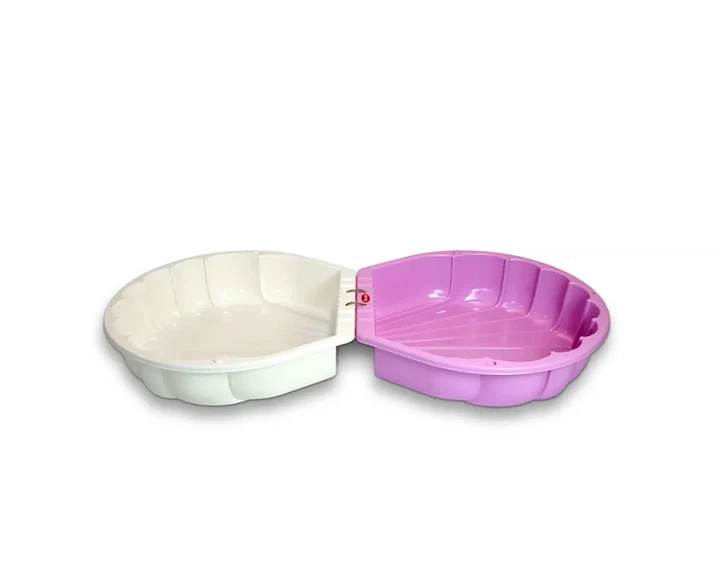 Детская песочница ракушка пластиковая 80 х 81 х 20 см DOLONI 01236/10 с крышкой белая розовая - изображение 2