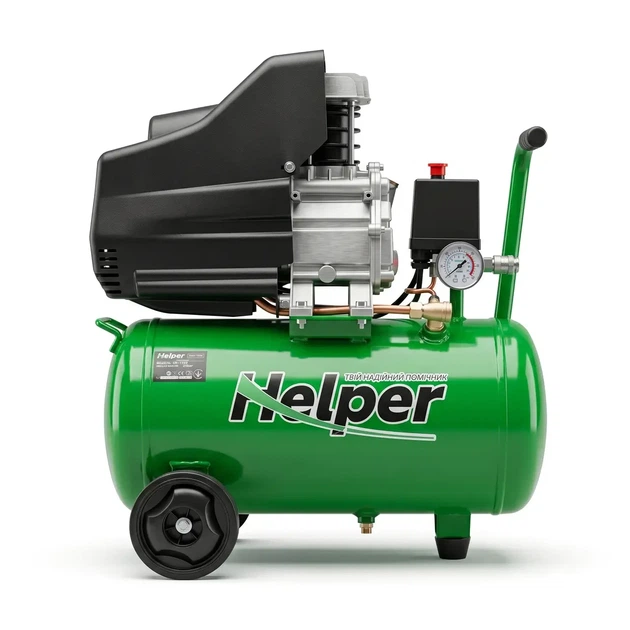 Масляный воздушный компрессор Helper HP-1100 24 л 8 бар 195 л/мин поршневой для гаража СТО мастерской электрический для покраски подкачки шин пневмоинструмента универсальный компактный производительный - Фото 3 Масляный воздушный компрессор Helper HP-1100 24 л 8 бар 195 л/мин поршневой для гаража СТО мастерской электрический для покраски подкачки шин пневмоинструмента универсальный компактный производительный - изображение 3