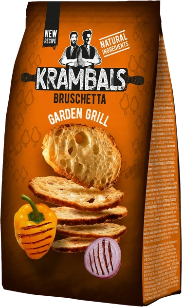 Брускети Krambals Bruschetta Garden Grill зі смаком овочів гриль 140 г - Фото 1 Брускети Krambals Bruschetta Garden Grill зі смаком овочів гриль 140 г - зображення 1