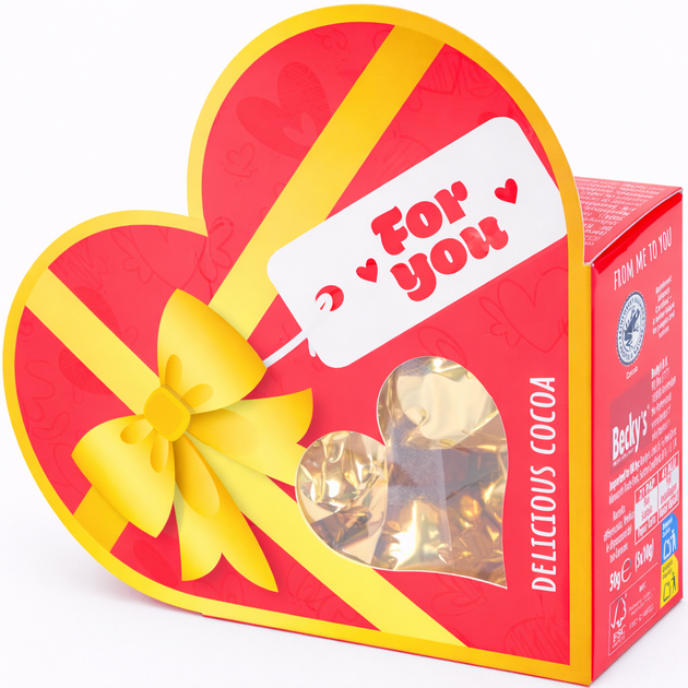 Шоколадні цукерки Becky's «For You» у коробці у формі серця 50 г - Фото 1 Шоколадні цукерки Becky's «For You» у коробці у формі серця 50 г - зображення 1