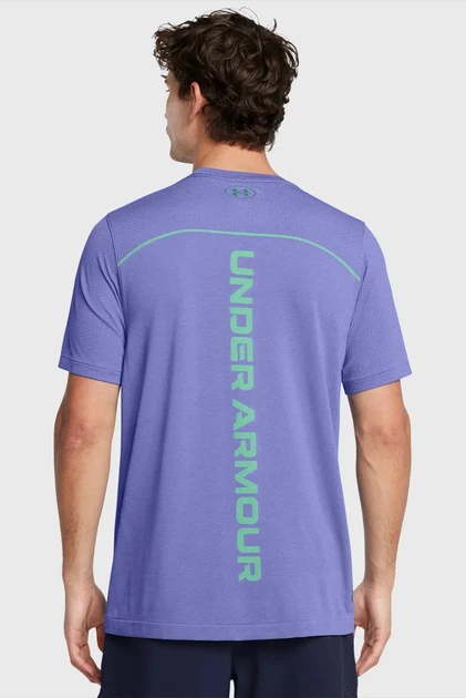 Чоловіча фіолетова футболка UA Rush Seamless Wordmark SS Under Armour S 1382799-561 - изображение 2