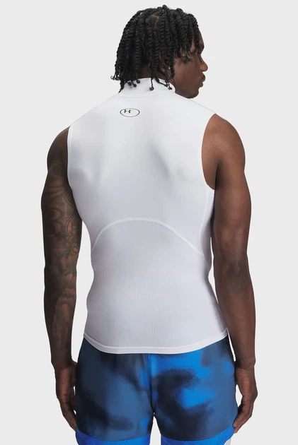 Чоловіча біла майка UA HG Armour Comp Mock SL Under Armour L 1361521-100 - изображение 3
