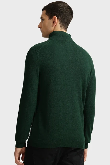 Чоловічий зелений вовняний кардиган EXTRAFINE LAMBSWOOL ZIP Gant S 8050275 - изображение 3