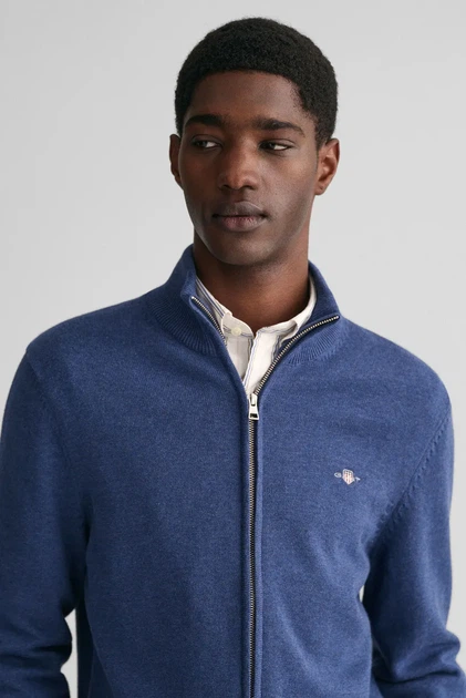Чоловічий синій кардиган CASUAL COTTON ZIP Gant S 8030164 - изображение 4