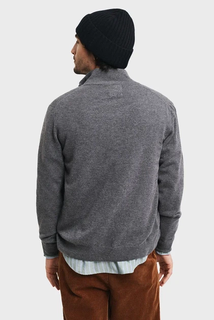 Чоловчий сірий вовняний кардиган SUPERFINE LAMBSWOOL ZIP Gant M 87214 - изображение 3